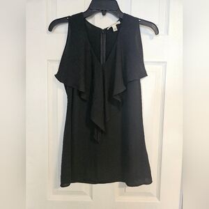 Banana Republic Black Sleeveless Ruffled Blouse